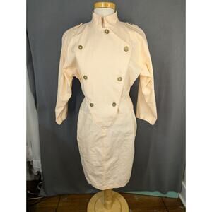 Lew Magram Dress Size 12 Peach Navy Double Breasted Nurse Military Royal Navy